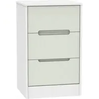 Monaco 3 Drawer Bedside Cabinet - Cashmere, White