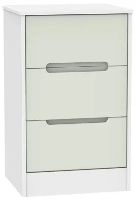 Monaco 3 Drawer Bedside Cabinet - Cashmere, White