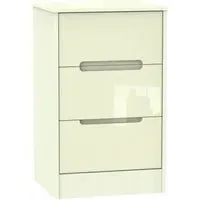 Monaco 3 Drawer Bedside Cabinet - Cream