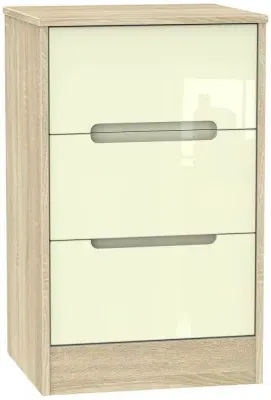 Monaco 3 Drawer Bedside Cabinet - Cream, Oak