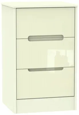 Monaco 3 Drawer Bedside Cabinet - Cream
