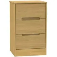 Monaco 3 Drawer Bedside Cabinet - Oak