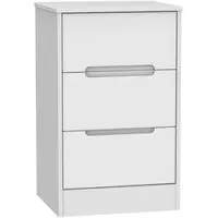 Monaco 3 Drawer Bedside Cabinet - White