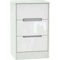 Monaco 3 Drawer Bedside Cabinet - White, Cashmere