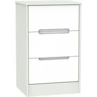 Monaco 3 Drawer Bedside Cabinet - White, Cashmere