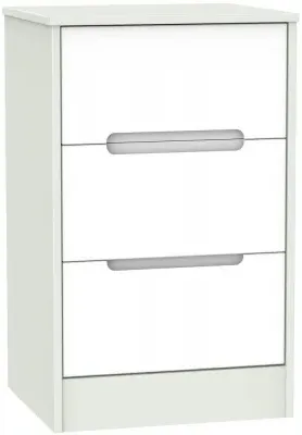 Monaco 3 Drawer Bedside Cabinet - White, Cashmere