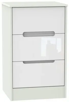 Monaco 3 Drawer Bedside Cabinet - White, Cashmere image