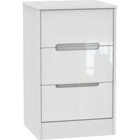 Monaco 3 Drawer Bedside Cabinet - White