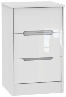 Monaco 3 Drawer Bedside Cabinet - White image