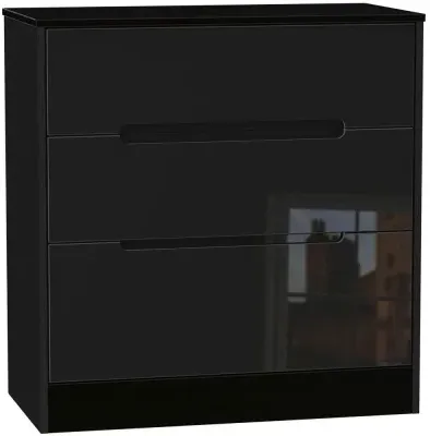 Monaco 3 Drawer Deep Chest - Black Gloss