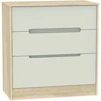 Monaco 3 Drawer Deep Chest - Cashmere, Oak Effect