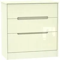 Monaco 3 Drawer Deep Chest - Cream Gloss