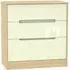 Monaco 3 Drawer Deep Chest - Cream Gloss, Light Oak