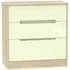 Monaco 3 Drawer Deep Chest - Cream Gloss, Oak Effect