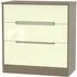 Monaco 3 Drawer Deep Chest - Cream Gloss, Toronto Walnut