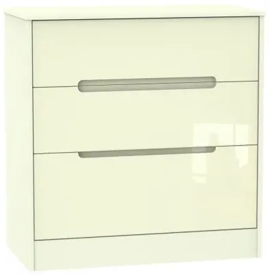 Monaco 3 Drawer Deep Chest - Cream Gloss