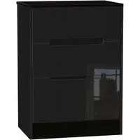 Monaco 3-Drawer Deep Midi Chest - Black