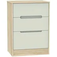 Monaco 3-Drawer Deep Midi Chest - Cashmere, Oak