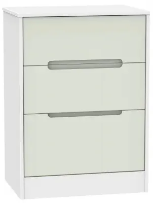 Monaco 3-Drawer Deep Midi Chest - Cashmere, White