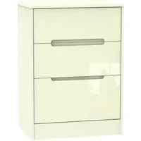 Monaco 3-Drawer Deep Midi Chest - Cream