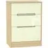 Monaco 3-Drawer Deep Midi Chest - Cream, Light Oak