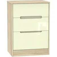 Monaco 3-Drawer Deep Midi Chest - Cream, Oak