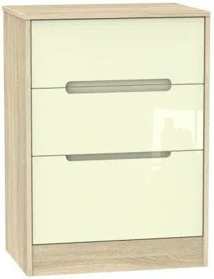 Monaco 3-Drawer Deep Midi Chest - Cream, Oak