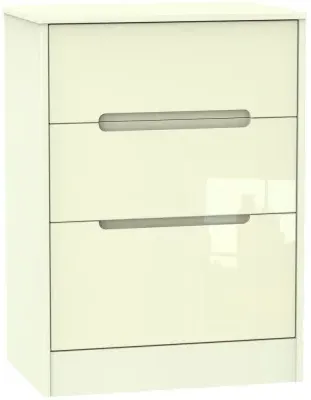 Monaco 3-Drawer Deep Midi Chest - Cream