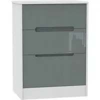 Monaco 3-Drawer Deep Midi Chest - Grey, White