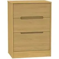 Monaco 3-Drawer Deep Midi Chest - Oak