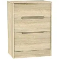 Monaco 3-Drawer Deep Midi Chest - Oak Effect