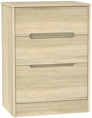 Monaco 3-Drawer Deep Midi Chest - Oak Effect