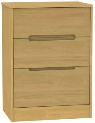 Monaco 3-Drawer Deep Midi Chest - Oak