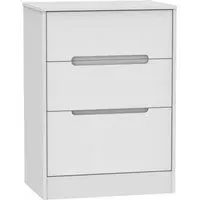 Monaco 3 Drawer Deep Midi Chest - White