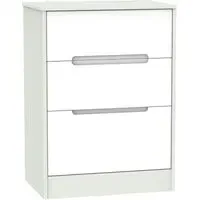 Monaco 3 Drawer Deep Midi Chest - White, Cashmere