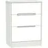 Monaco 3 Drawer Deep Midi Chest - White, Cashmere