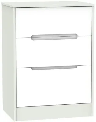 Monaco 3 Drawer Deep Midi Chest - White, Cashmere image