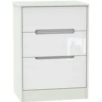 Monaco 3 Drawer Deep Midi Chest - White, Cashmere
