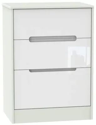 Monaco 3 Drawer Deep Midi Chest - White, Cashmere