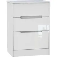 Monaco 3 Drawer Deep Midi Chest - White Gloss
