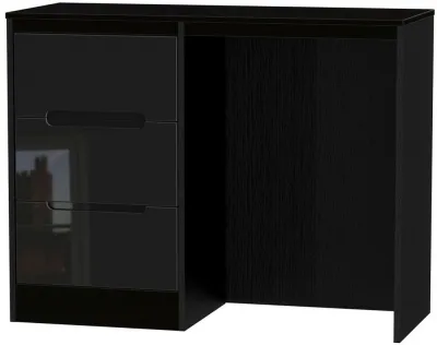 Monaco 3 Drawer Single Dressing Table - Black