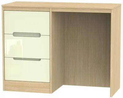 Monaco 3 Drawer Single Dressing Table - Cream, Oak