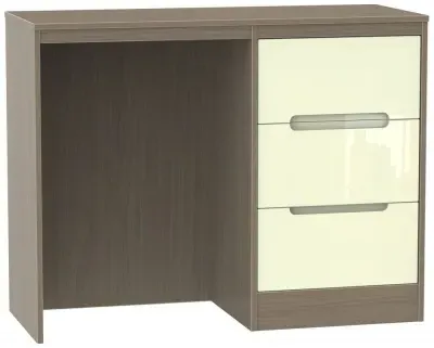 Monaco 3 Drawer Single Dressing Table - Cream, Walnut