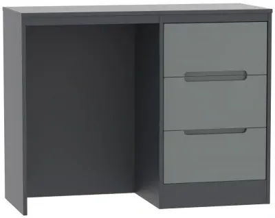 Monaco 3 Drawer Single Dressing Table - Grey, Graphite
