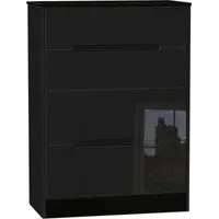Monaco 4 Drawer Deep Chest - Black Gloss