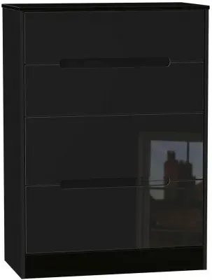Monaco 4 Drawer Deep Chest - Black Gloss