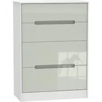 Monaco 4 Drawer Deep Chest - Cashmere Gloss, White