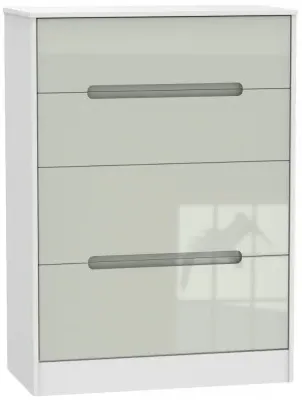 Monaco 4 Drawer Deep Chest - Cashmere Gloss, White