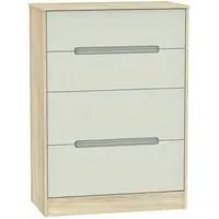 Monaco 4 Drawer Deep Chest - Cashmere, Oak Effect