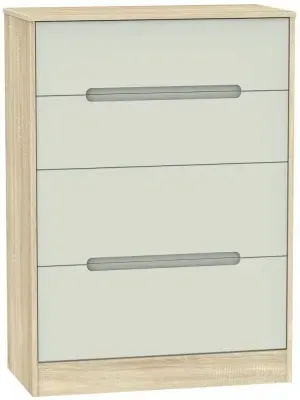 Monaco 4 Drawer Deep Chest - Cashmere, Oak Effect